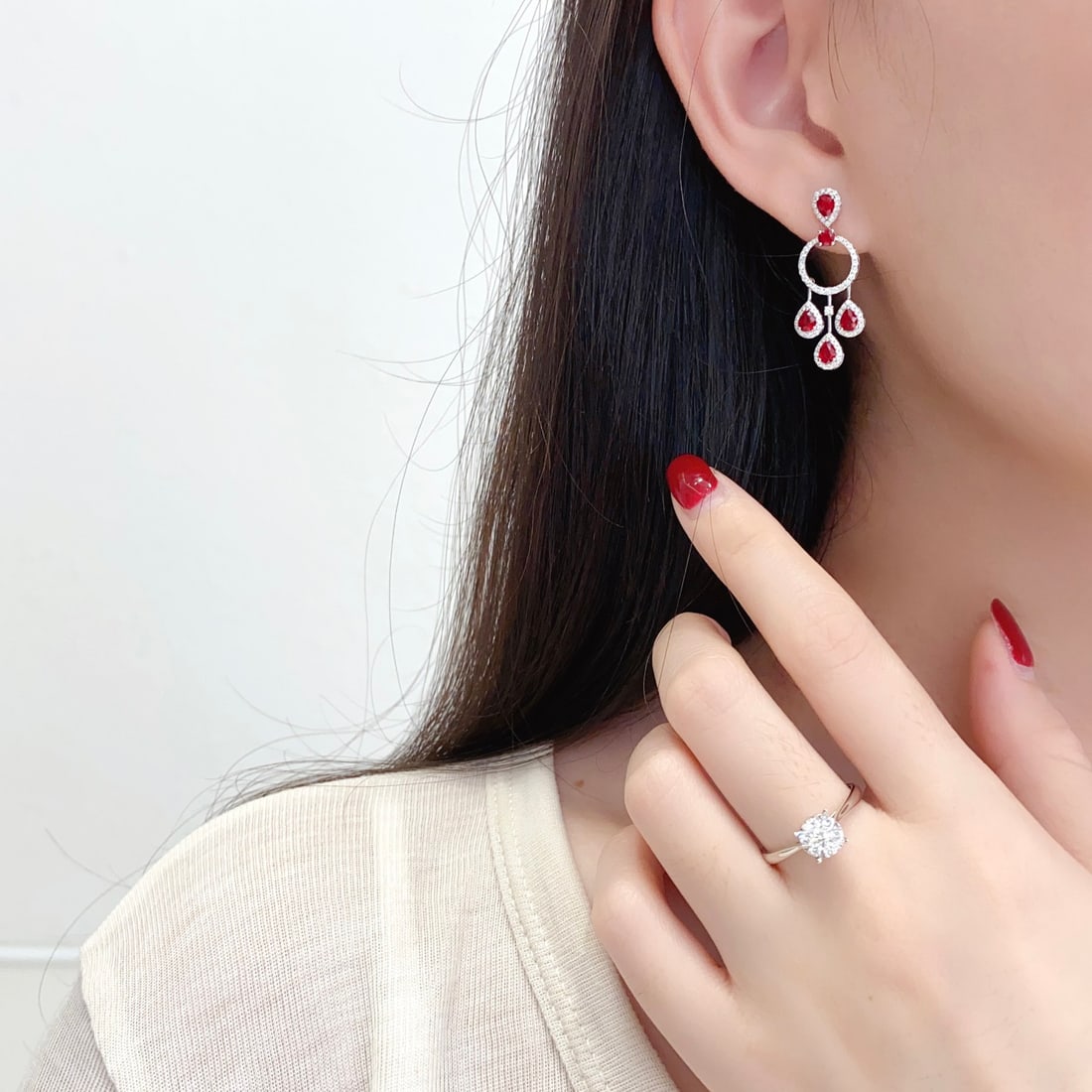 14k Gold 2.23 Ctw Vivid Red Natural Ruby & Diamond Earrings - 7