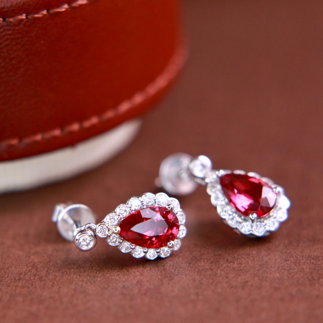 14k Gold 2.40 Ctw Vivid Red Natural Ruby & Diamond Earrings - 4