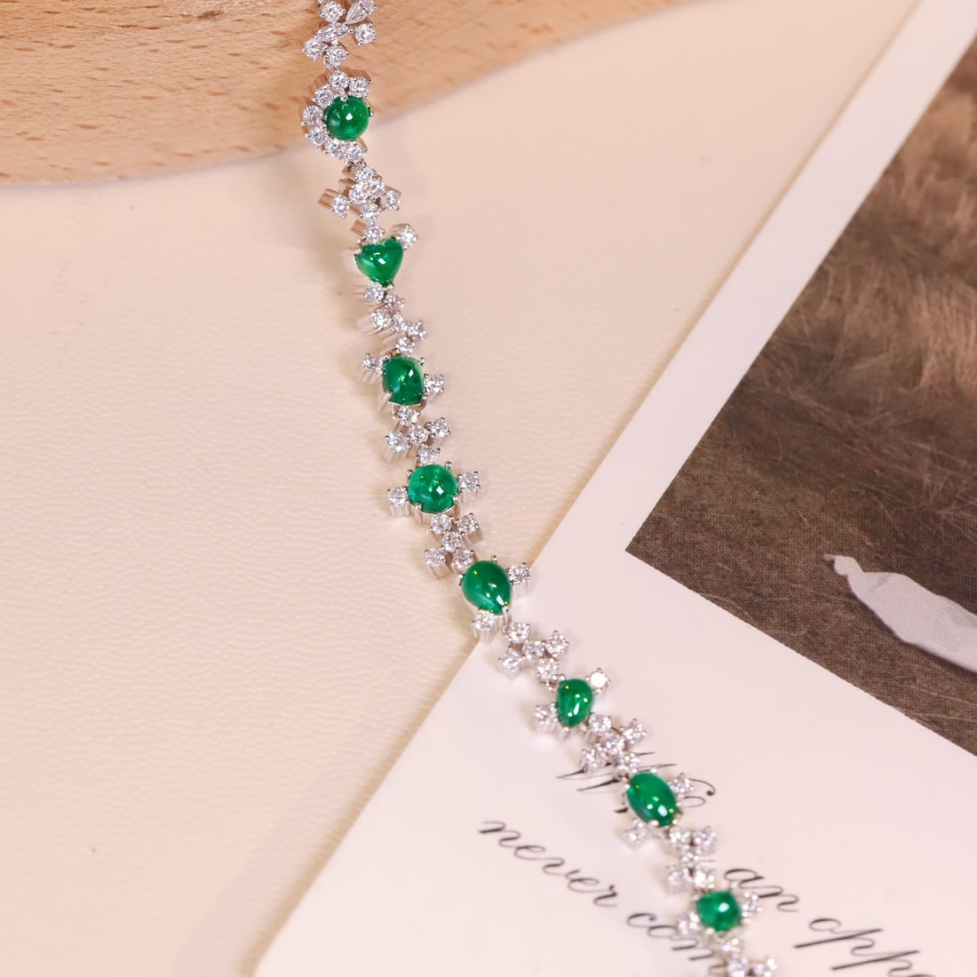 14k Gold 4.83 Ctw Vivid Green Natural Emerald & Diamond Bracelet - 3