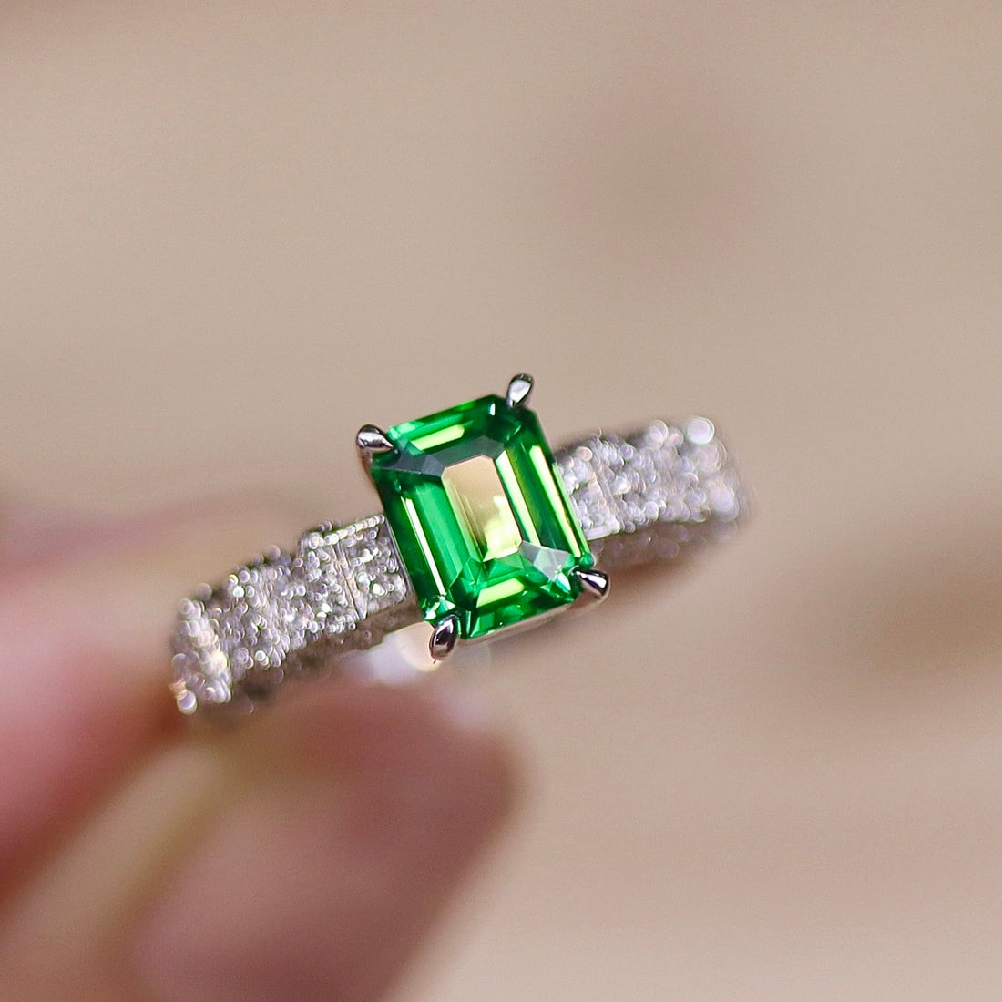 14k Gold 1.39 Ctw Natural Tsavorite & Diamond Ring - 2