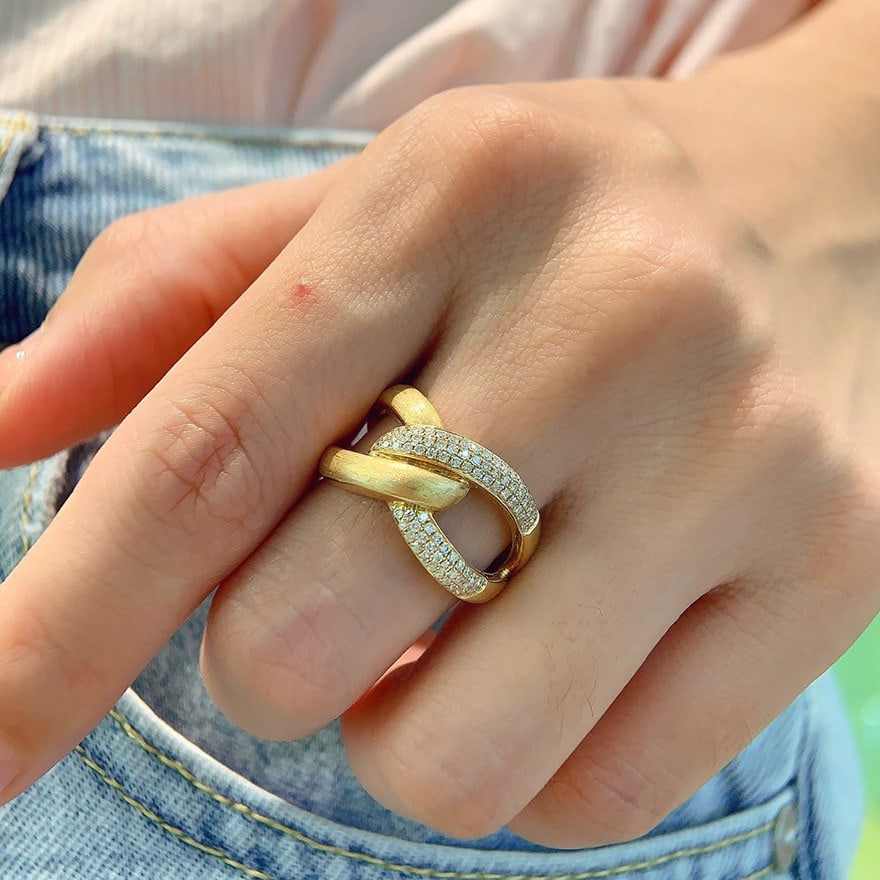 14k Gold 0.35 Ct Natural H Diamond Ring - 4