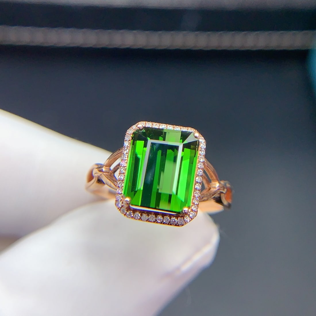 14k Gold 3.9 Ct Natural Tourmaline & Diamond Ring - 3