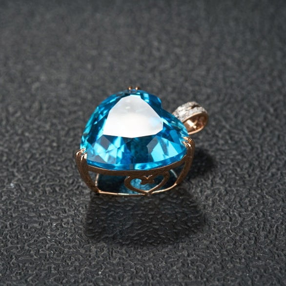 14k Gold 21.32 Ct Natural Topaz & Diamond Pendant( Without Chain ) - 6