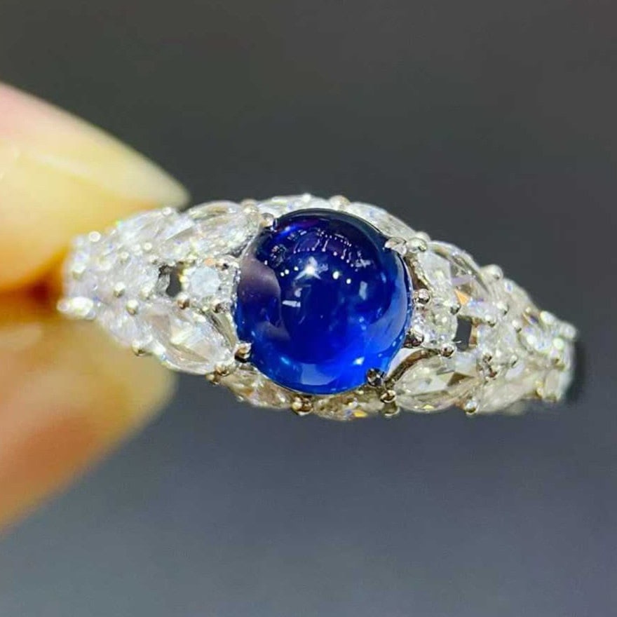 14k Gold 1.74 Ctw Natural Sapphire & Diamond Ring: Ref:231138279 // gold content:14k gold // ring size:7. 25us // // main gemstone:sapphire // shape:round // carat weight:1. 27ct // color:blue // treatment:natural // cut grade:g // // adjacent
