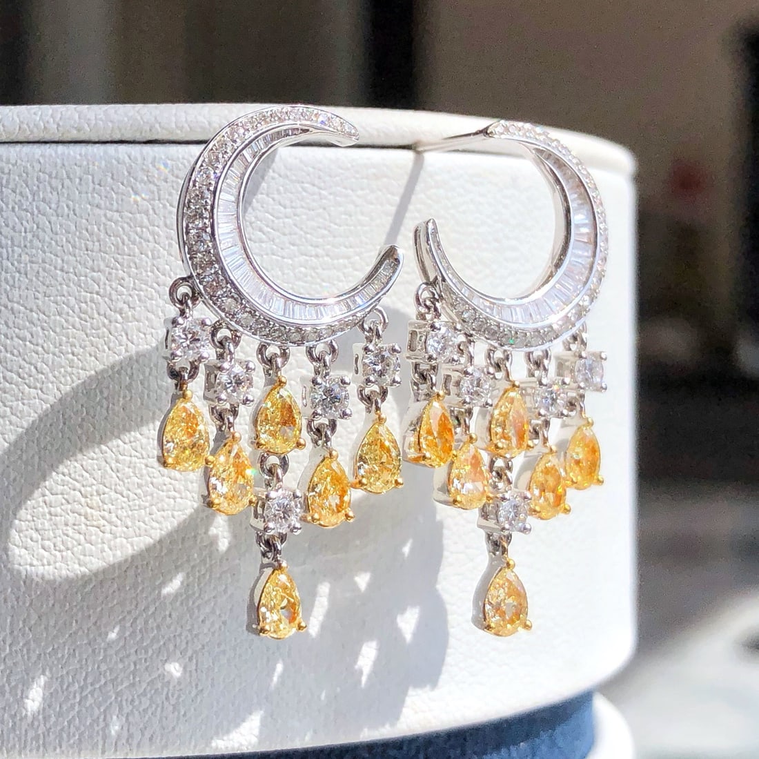 14k Gold 2.70 Ctw Natural Yellow Diamond & Diamond Earrings - 3