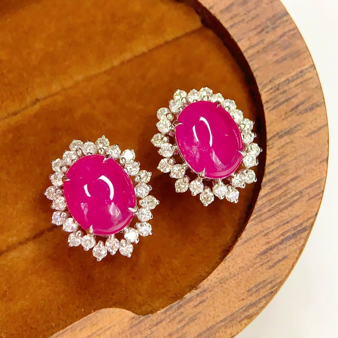 14k Gold 3.15 Ct Natural Ruby & Diamond Earrings - 4