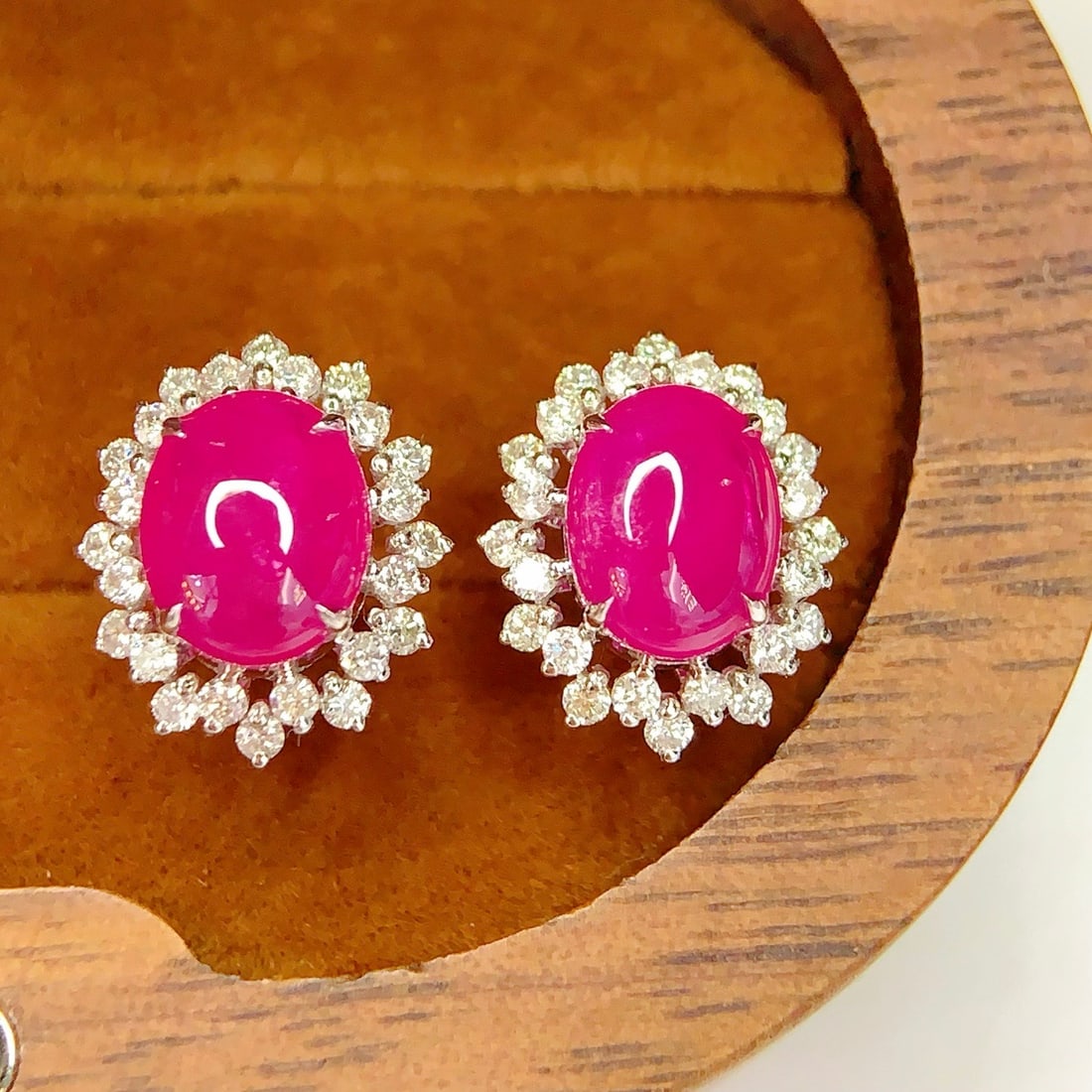 14k Gold 3.15 Ct Natural Ruby & Diamond Earrings - 5