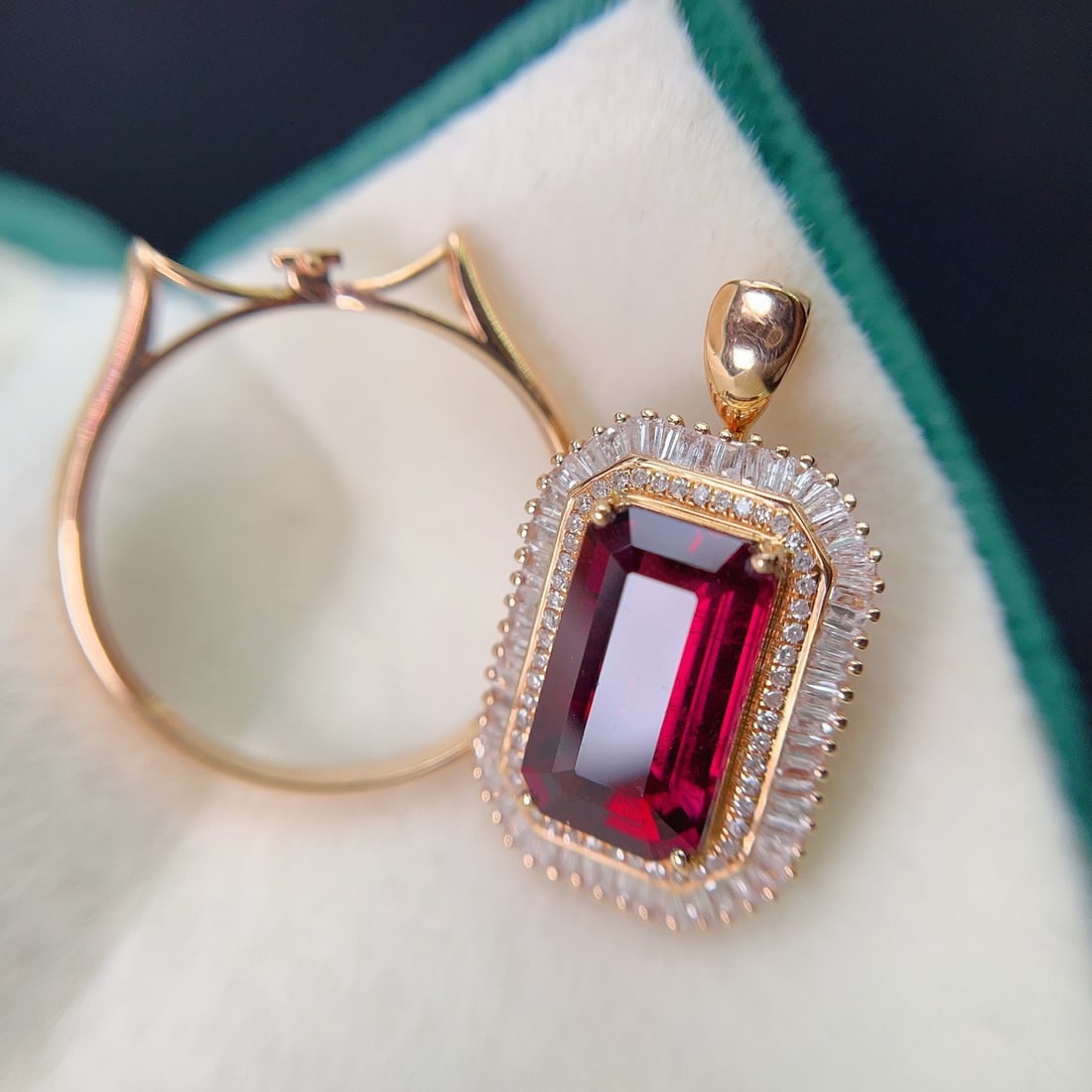 14k Gold 3.70 Ct Natural Tourmaline & Diamond Ring/pendant( Without Chain ) - 5