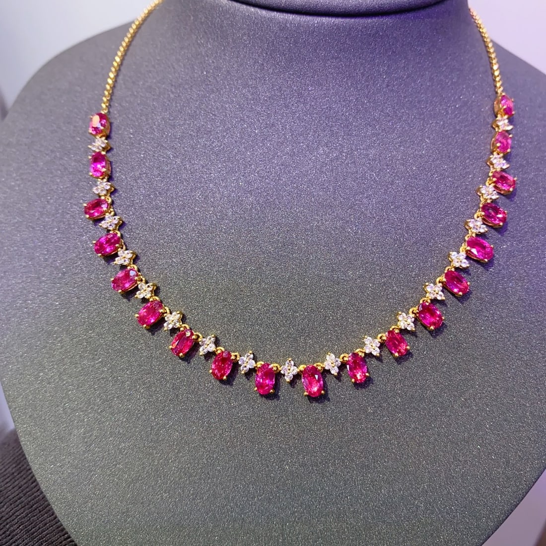 14k Gold 6.85 Ct Natural Ruby & Sapphire Necklace (1 of 4)