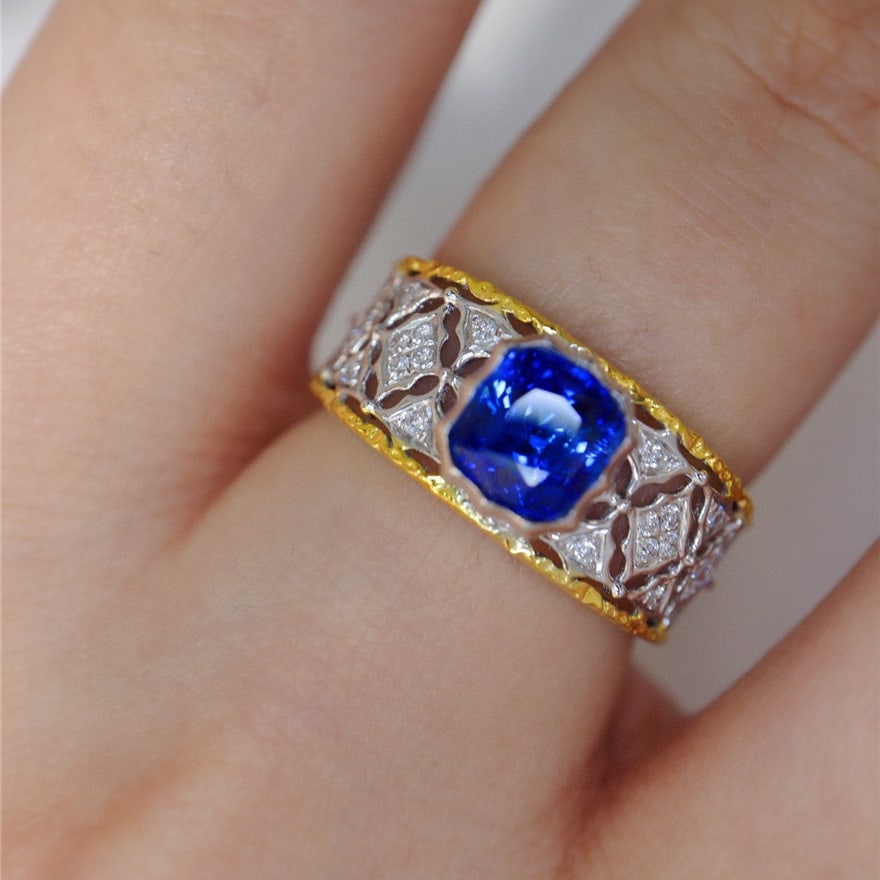 14k Gold 1.77 Ctw Natural Sapphire & Diamond Ring - 5