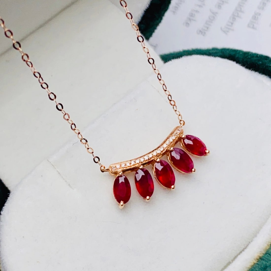 14k Gold 1.65 Ct Natural Ruby & Diamond Necklace: Ref:231138308 // gold content:14k gold // main gemstone:ruby // shape:oval // carat weight:1. 65ct // color:red // treatment:natural // // adjacent gemstone 2 : diamond // number of stones:19 //