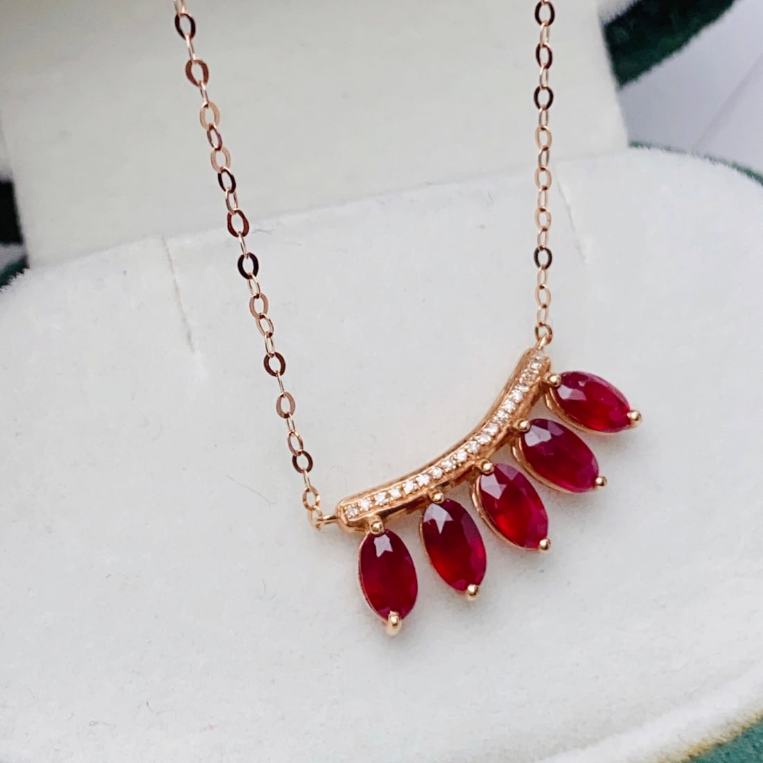 14k Gold 1.65 Ct Natural Ruby & Diamond Necklace - 4