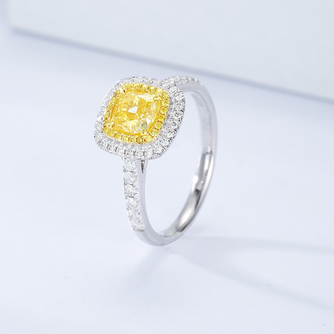 Gia Certified 14k Gold 1.44 Ctw Natural Yellow Diamond & Diamond Ring - 3