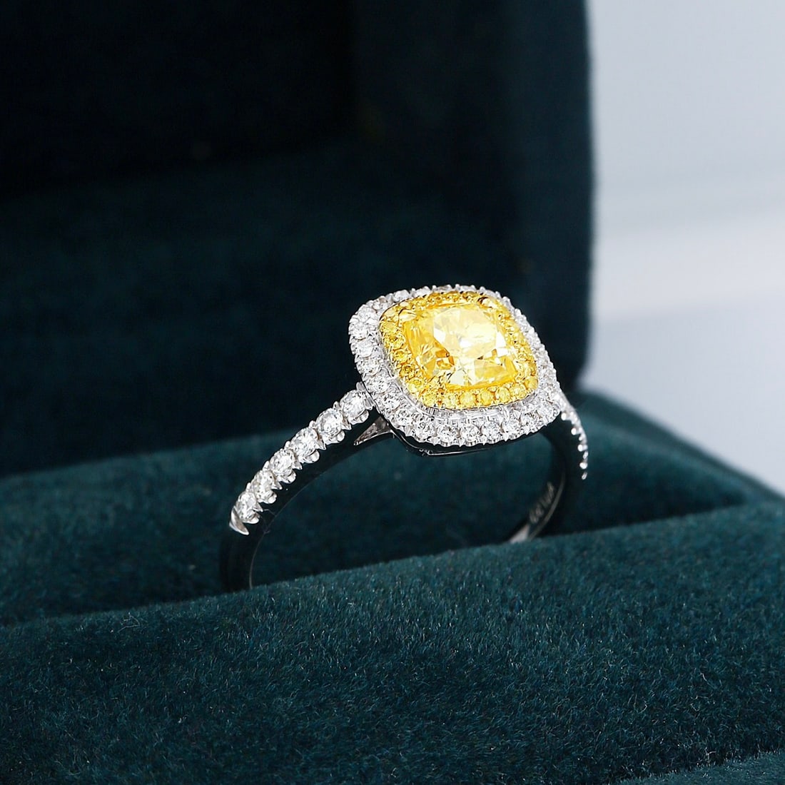 Gia Certified 14k Gold 1.44 Ctw Natural Yellow Diamond & Diamond Ring - 4