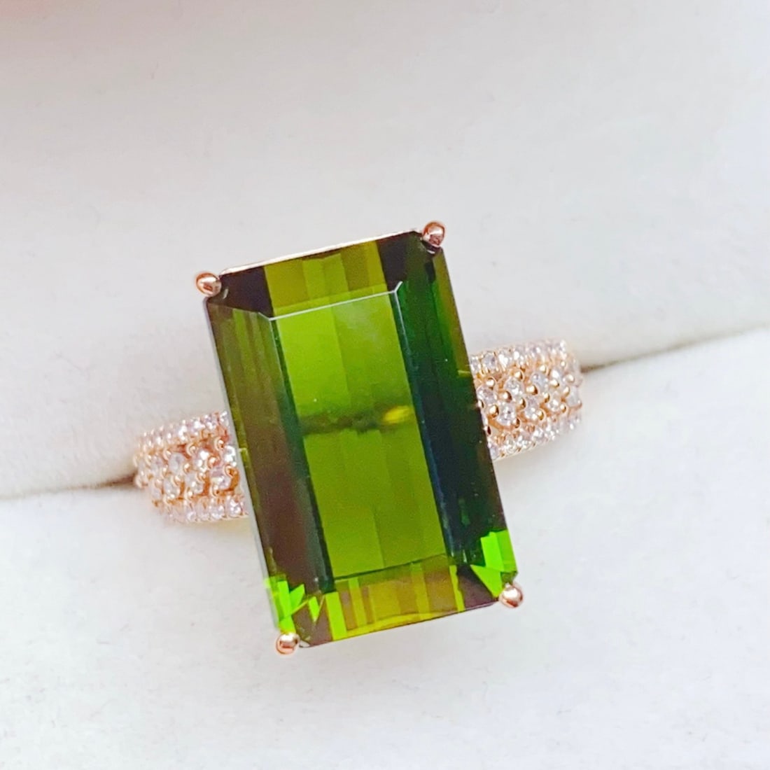 14k Gold 7.71 Ctw Natural Tourmaline & Diamond Ring - 4