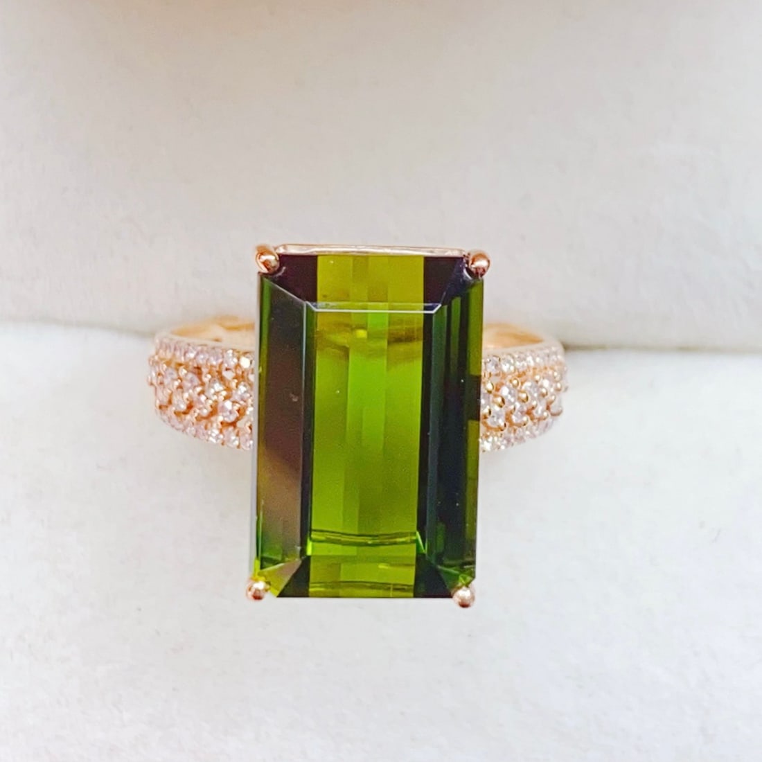 14k Gold 7.71 Ctw Natural Tourmaline & Diamond Ring - 7