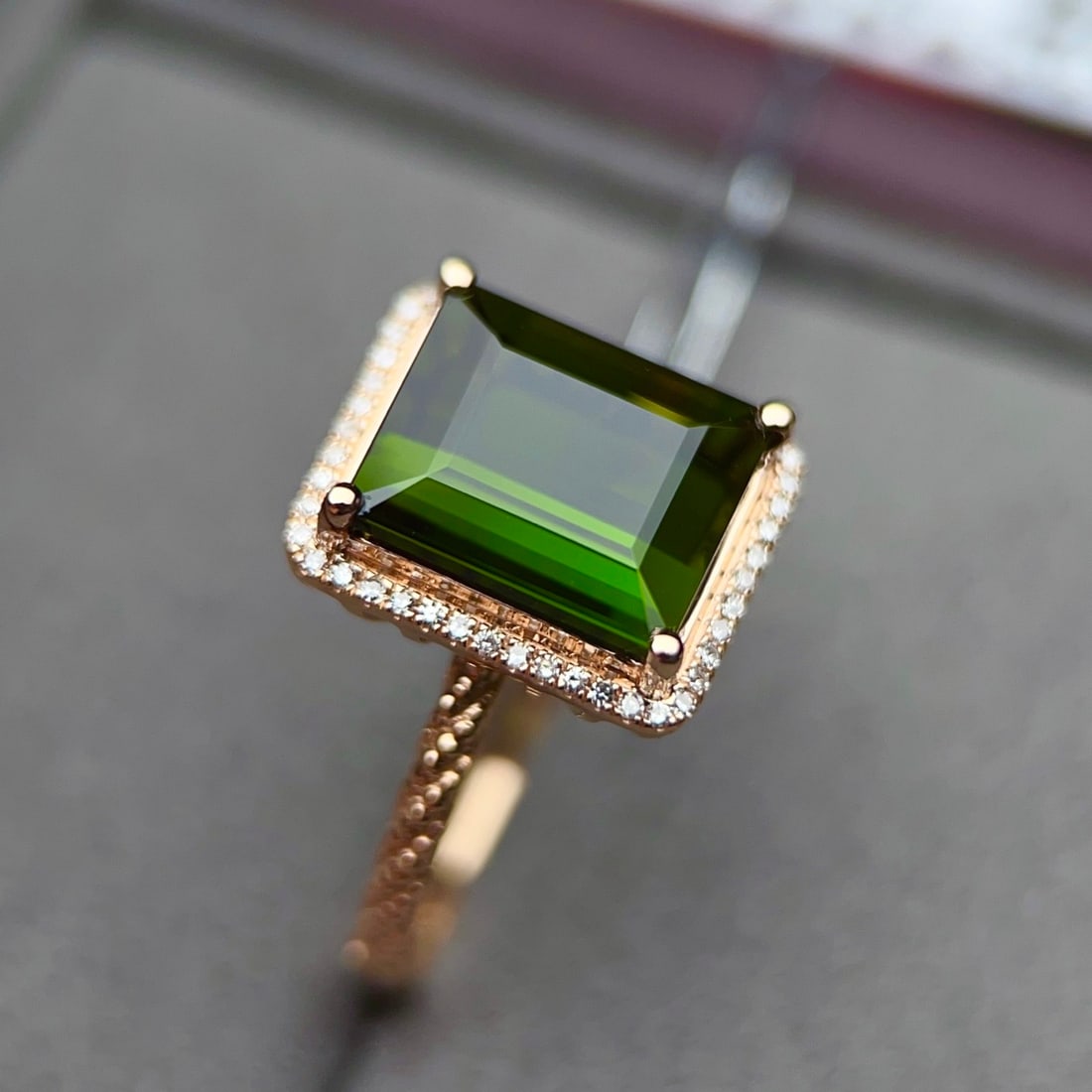 14k Gold 4.09 Ctw Natural Tourmaline & Diamond Ring - 4