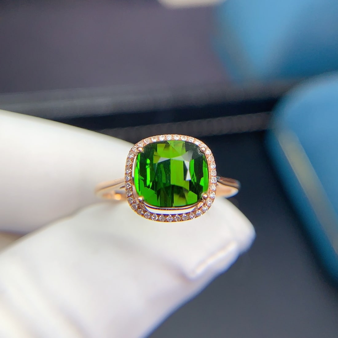 14k Gold 3.5 Ct Natural Tourmaline & Diamond Ring - 2