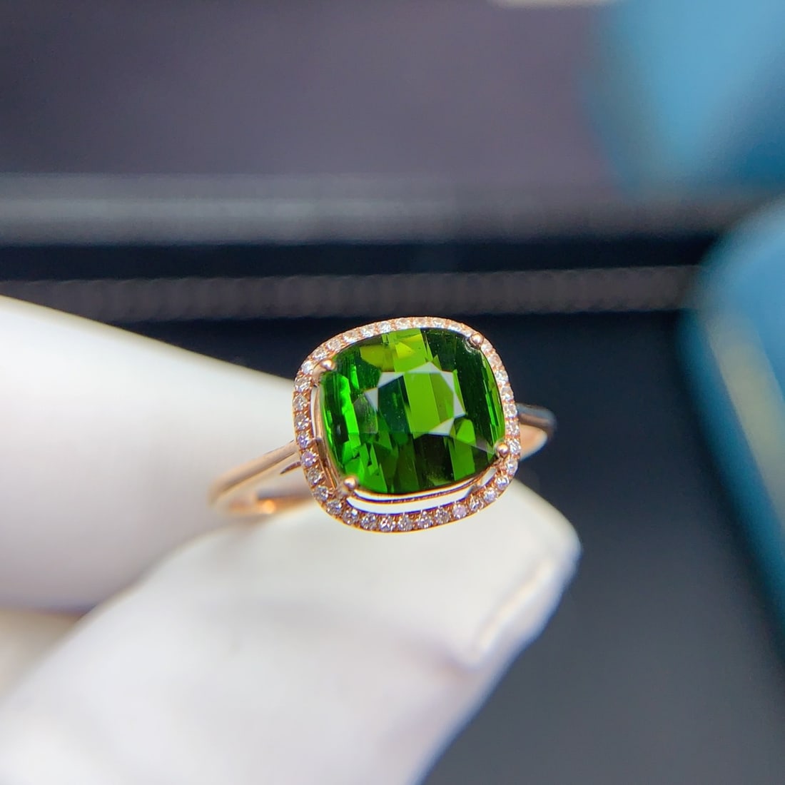 14k Gold 3.5 Ct Natural Tourmaline & Diamond Ring - 4