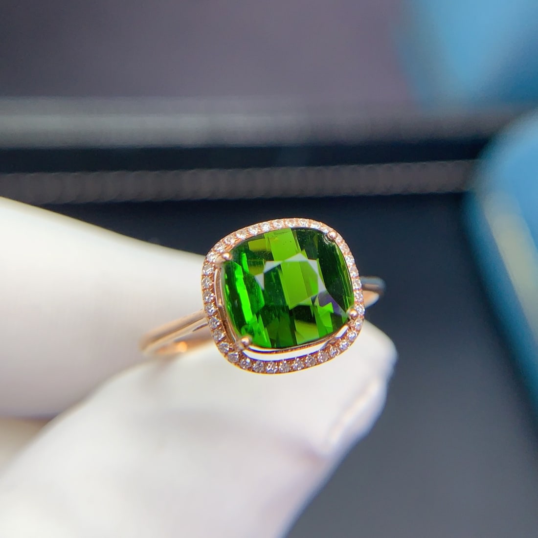 14k Gold 3.5 Ct Natural Tourmaline & Diamond Ring - 7