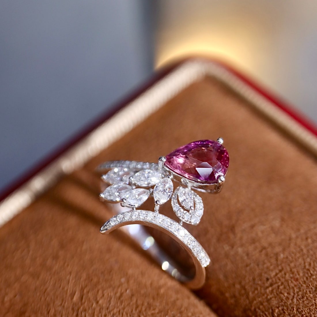 14k Gold 1.79 Ctw Natural Padparadscha Sapphire & Diamond Ring - 6