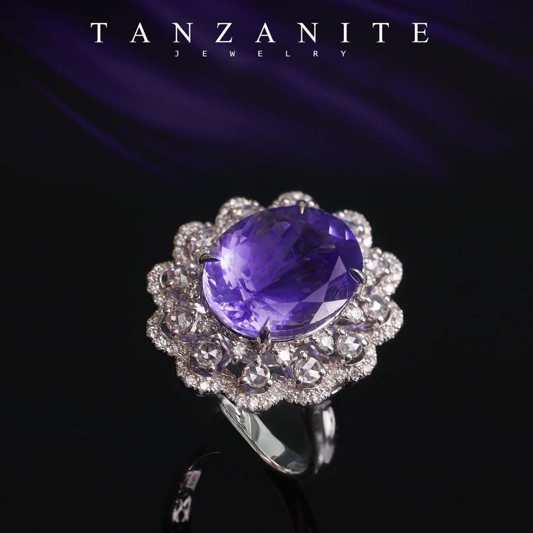 14k Gold 7.56 Ctw Natural Tanzanite & Diamond Ring - 2