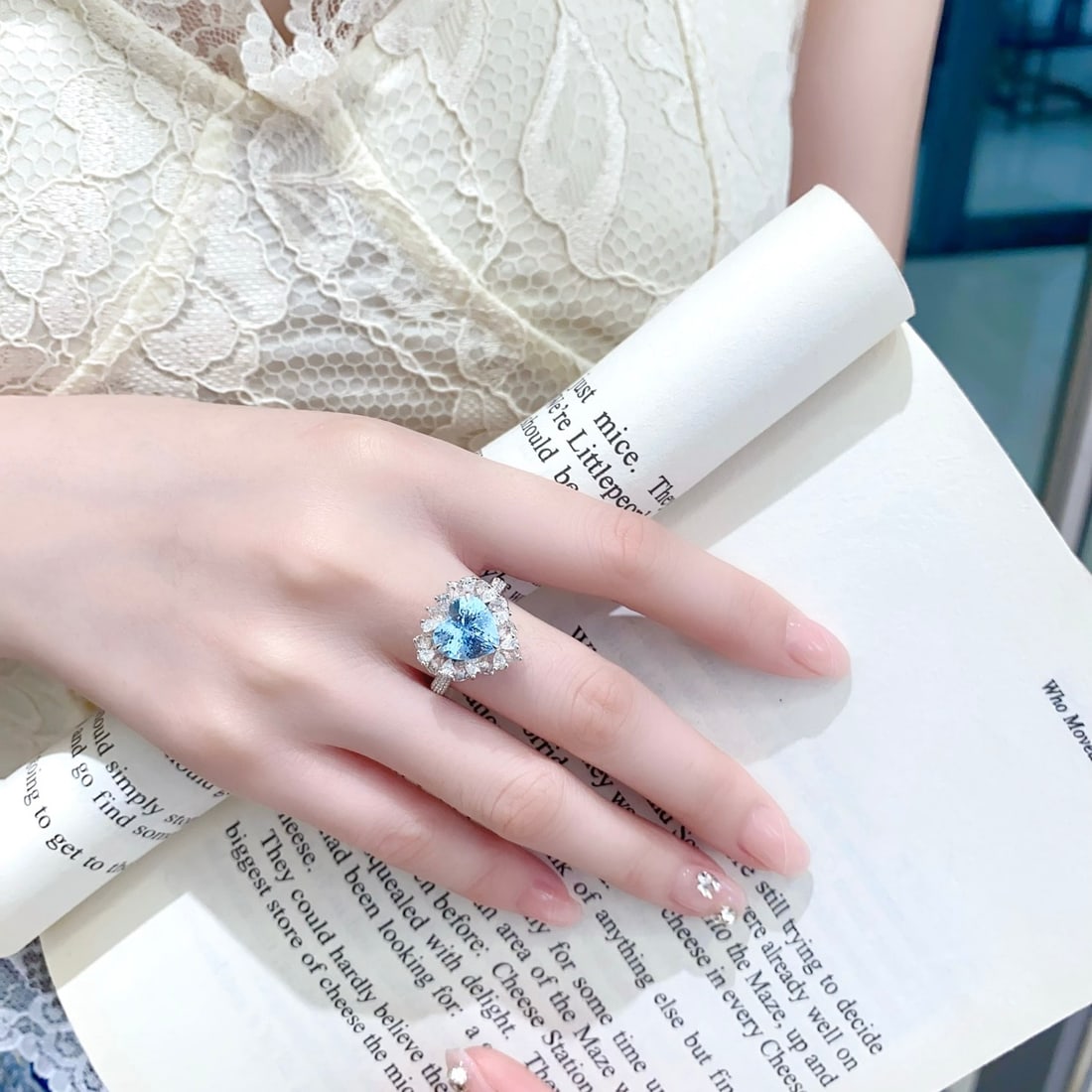 14k Gold 2.97 Ctw Natural Aquamarine & Diamond Ring - 5