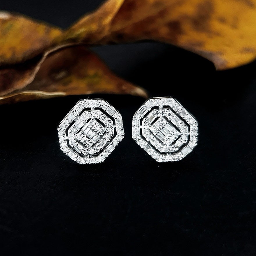 14k Gold 0.32 Ct Natural H Diamond Earrings - 4