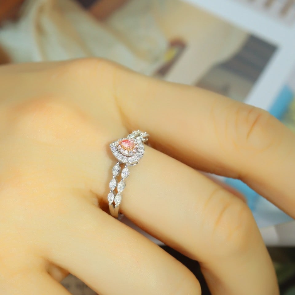 14k Gold 0.51 Ctw Natural Pink Diamond & Diamond Ring - 4