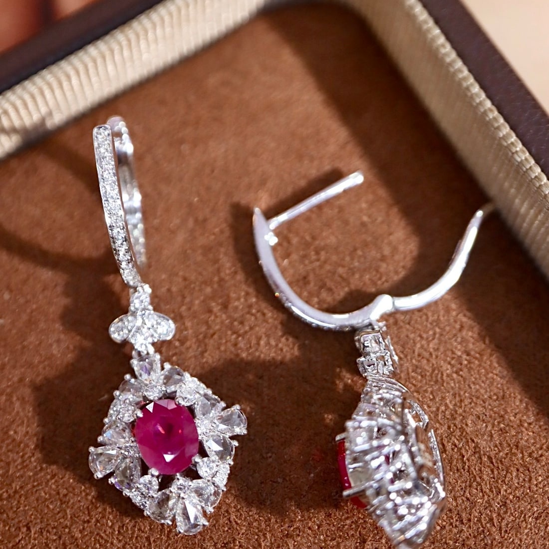 14k Gold 1.97 Ctw Natural Ruby & Diamond Earrings - 4