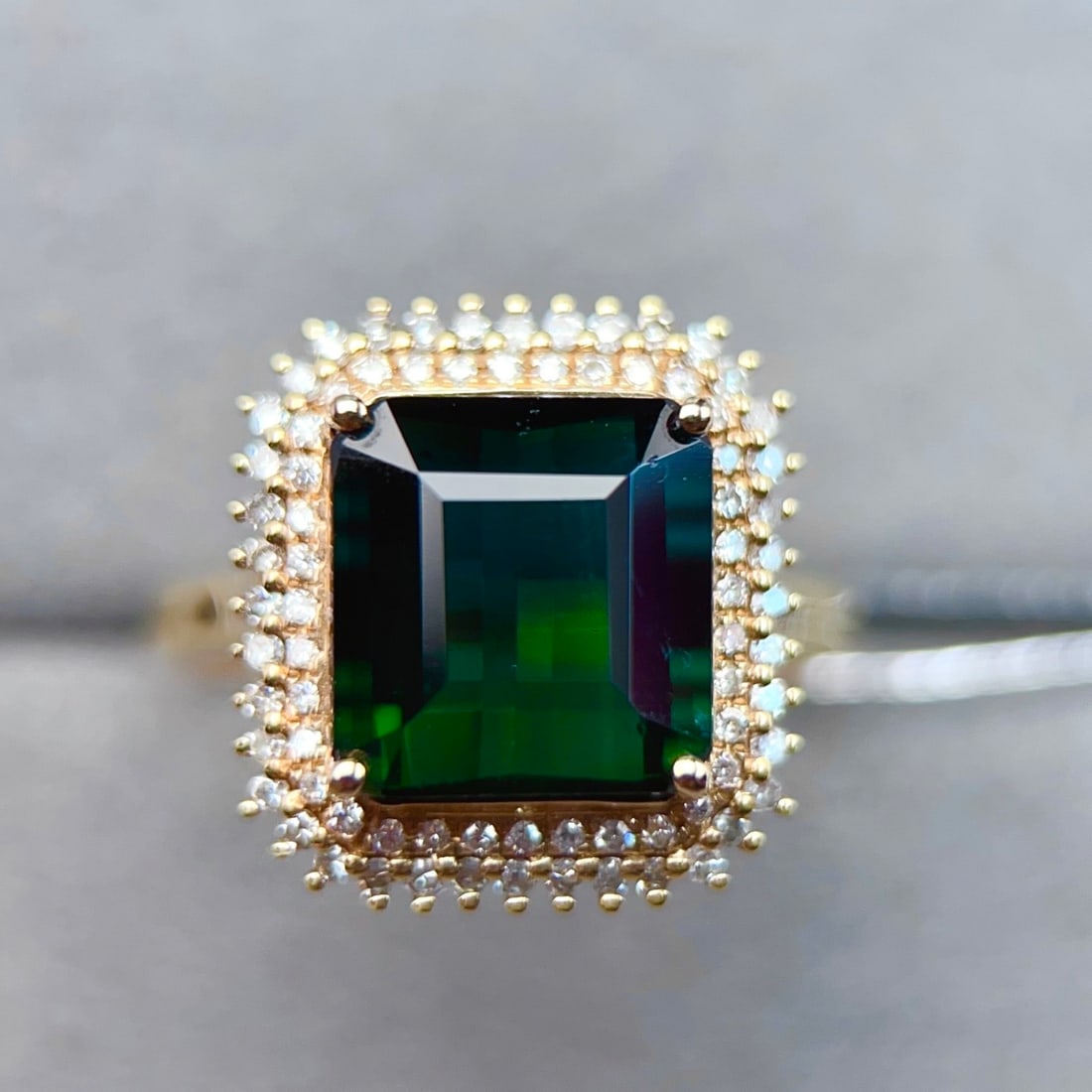 14k Gold 5.11 Ctw Natural Tourmaline & Diamond Ring - 2