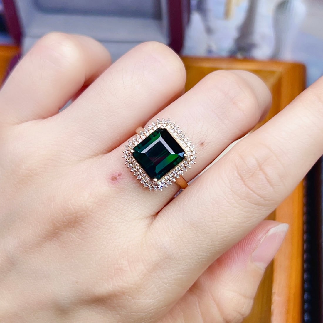 14k Gold 5.11 Ctw Natural Tourmaline & Diamond Ring - 6