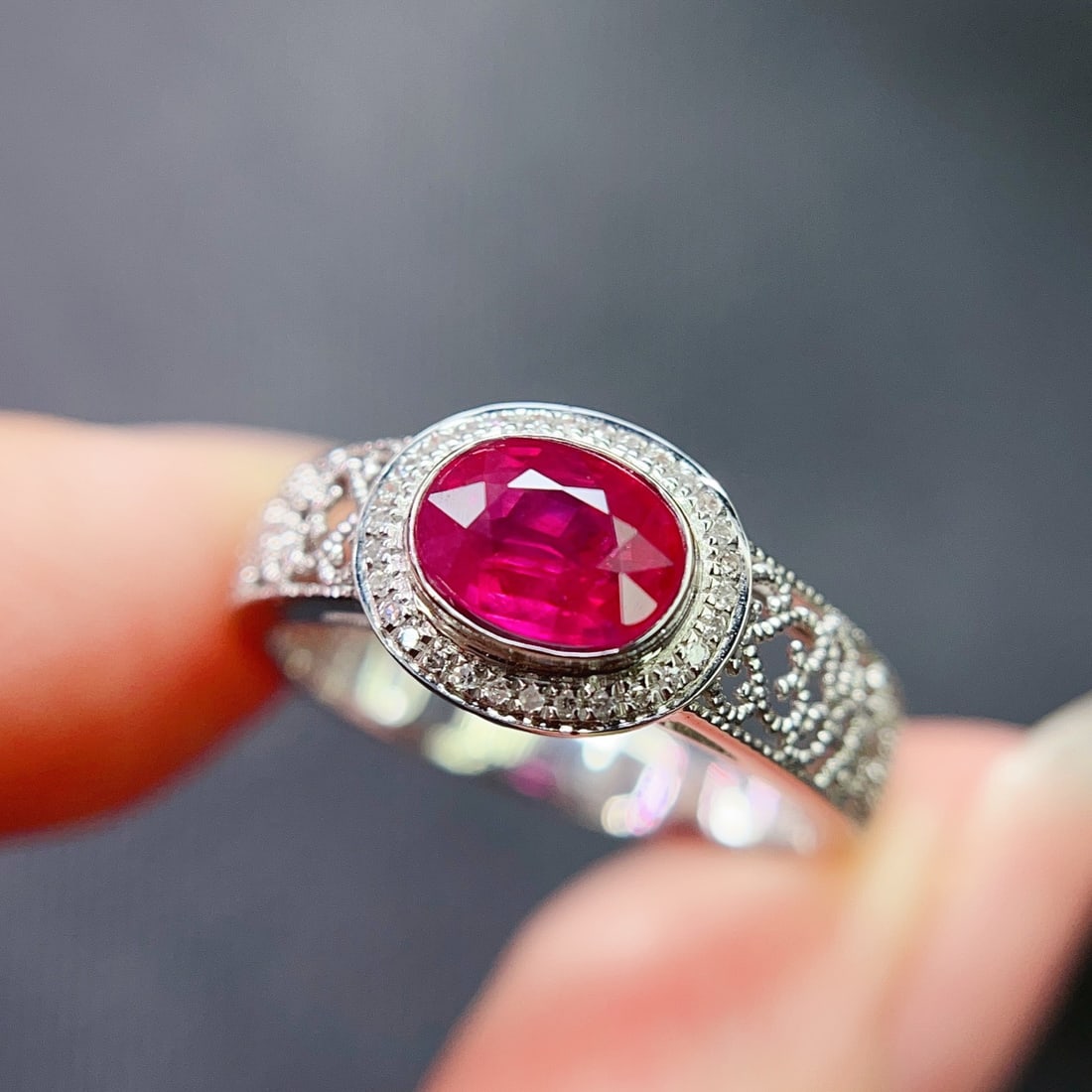 14k Gold 1.10 Ct Natural Ruby & Diamond Ring - 3