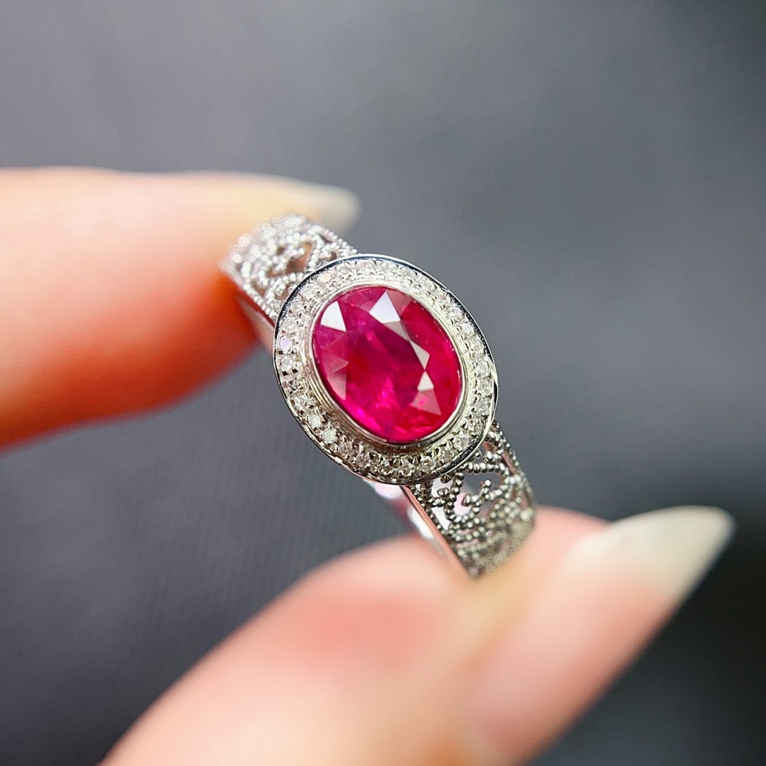 14k Gold 1.10 Ct Natural Ruby & Diamond Ring - 4