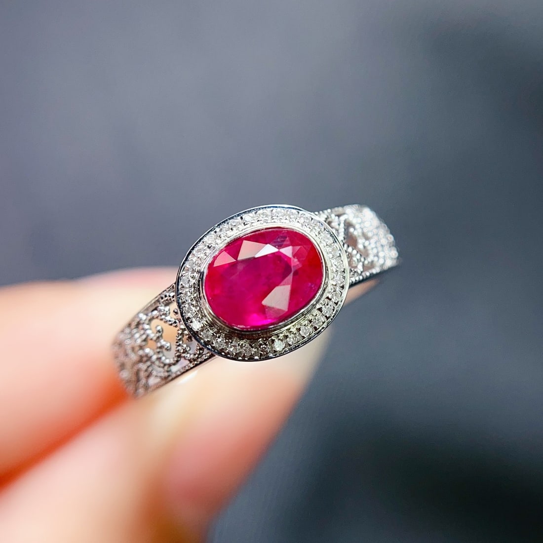 14k Gold 1.10 Ct Natural Ruby & Diamond Ring - 5