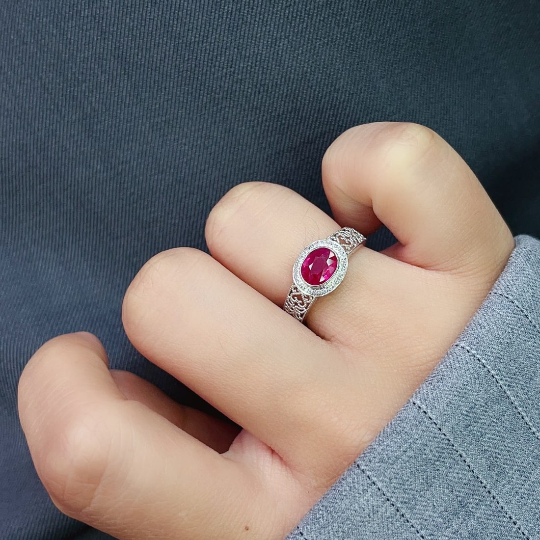 14k Gold 1.10 Ct Natural Ruby & Diamond Ring - 6