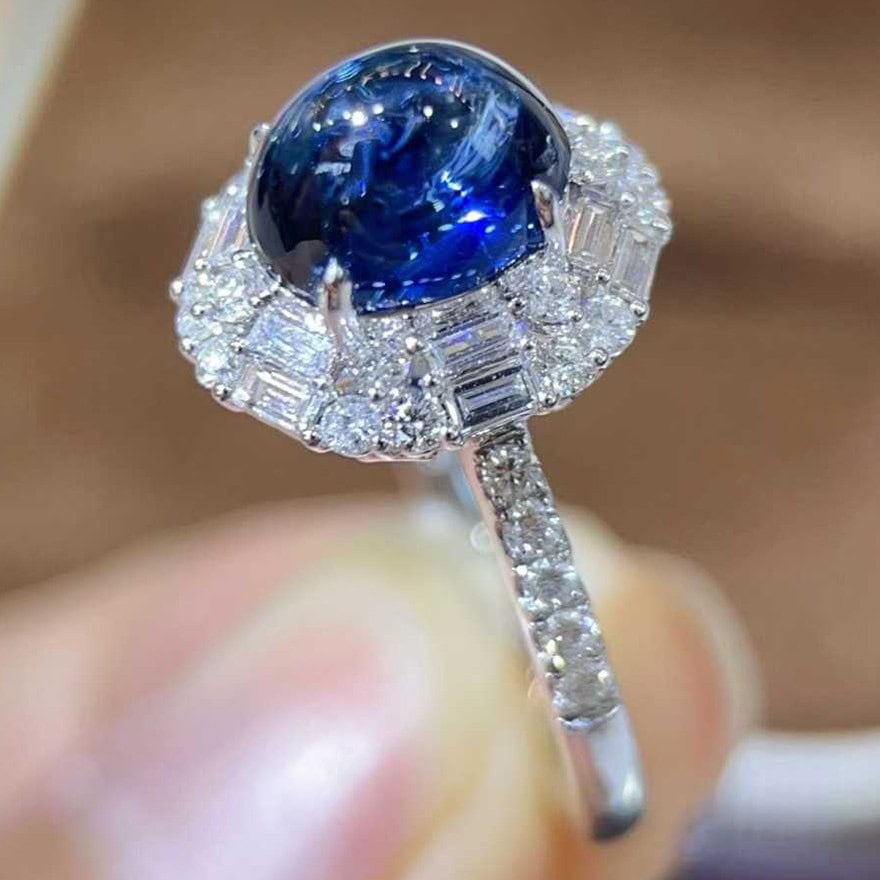 14k Gold 4.00 Ctw Natural Sapphire & Diamond Ring - 2