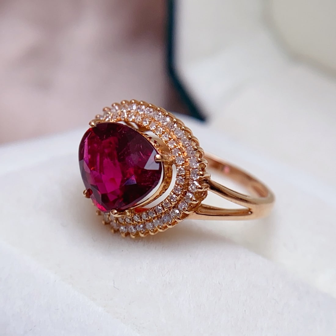14k Gold 2.55 Ct Natural Tourmaline & Diamond Ring - 3