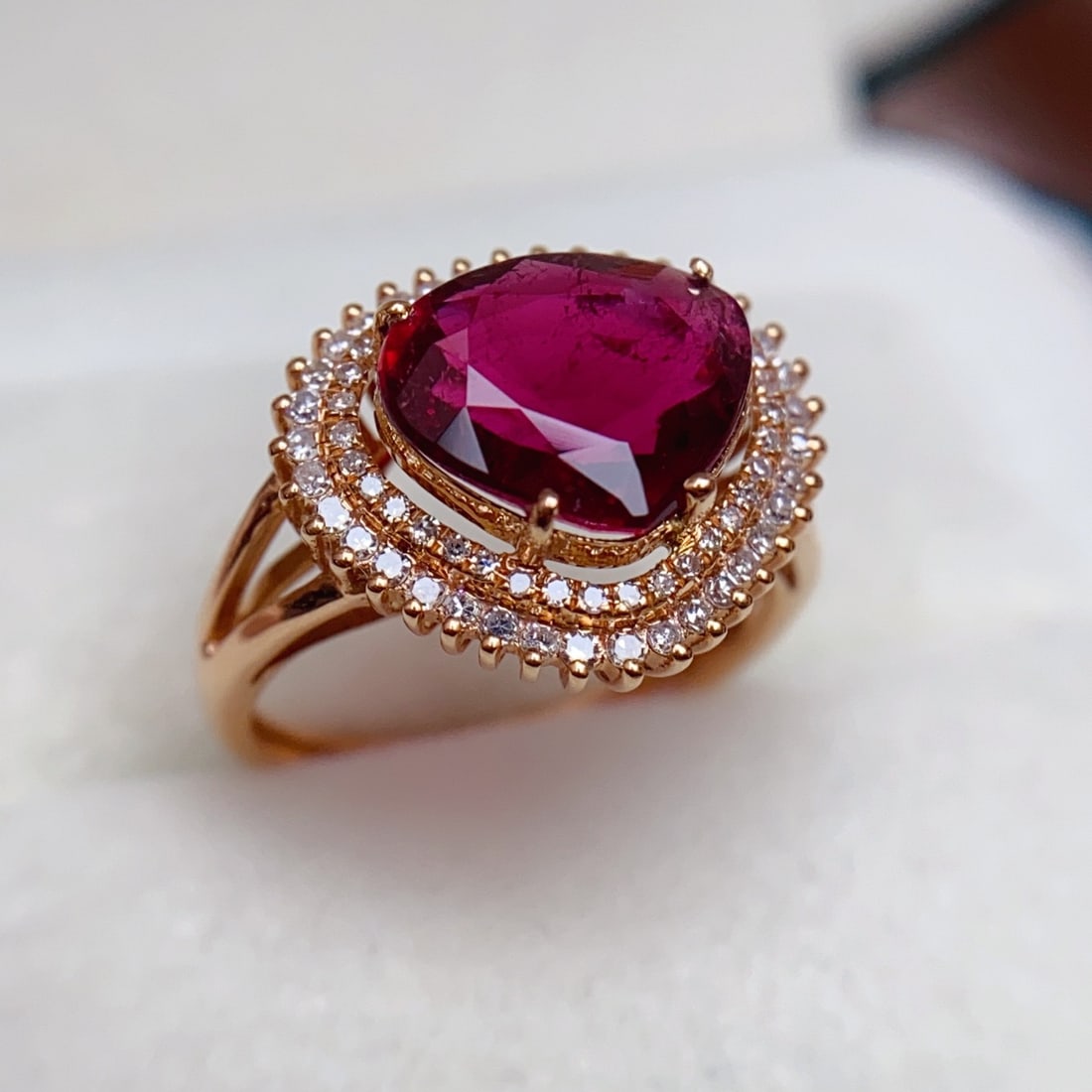 14k Gold 2.55 Ct Natural Tourmaline & Diamond Ring - 4