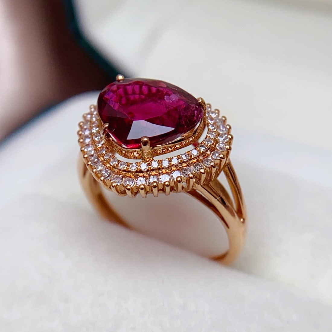 14k Gold 2.55 Ct Natural Tourmaline & Diamond Ring - 5