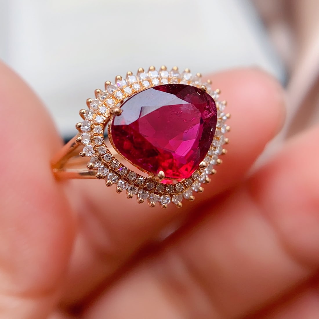 14k Gold 2.55 Ct Natural Tourmaline & Diamond Ring - 6