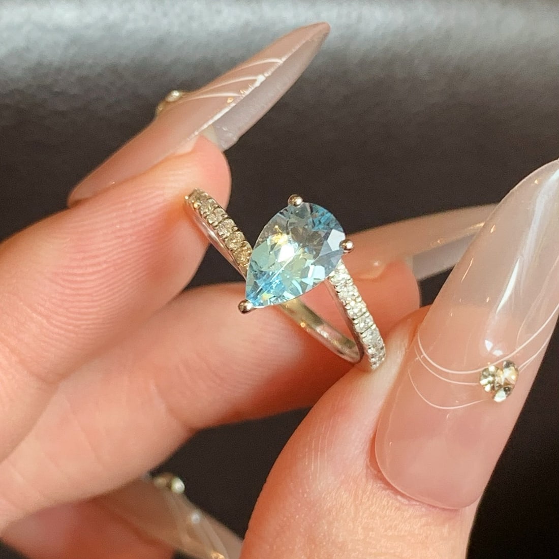 14k Gold 1.31 Ctw Natural Aquamarine & Diamond Ring - 7