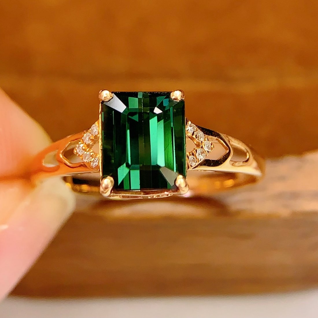 14k Gold 2.2 Ct Natural Tourmaline & Diamond Ring - 2