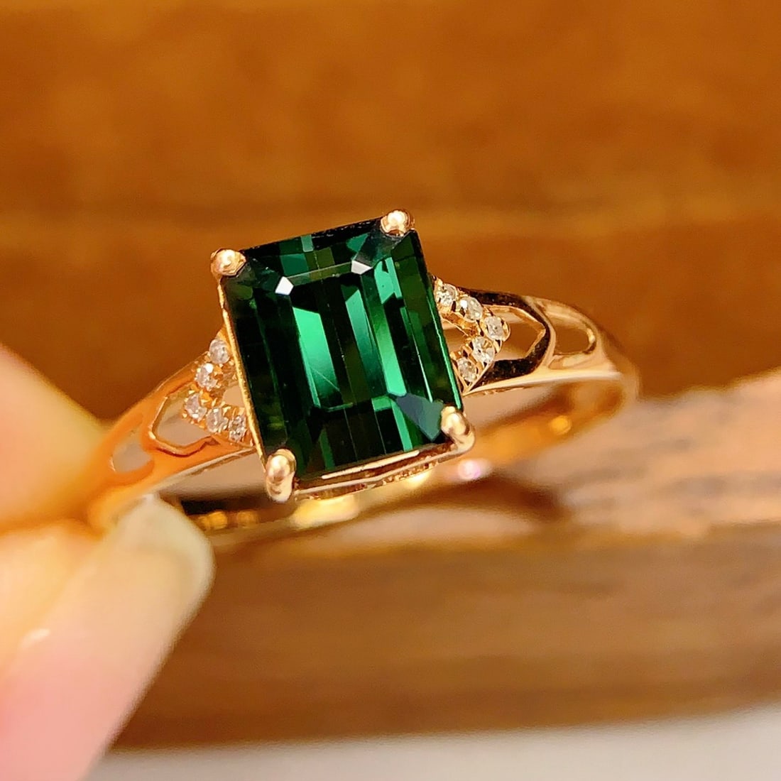 14k Gold 2.2 Ct Natural Tourmaline & Diamond Ring - 3