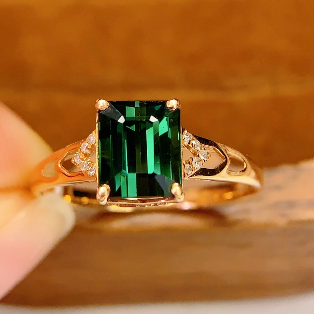 14k Gold 2.2 Ct Natural Tourmaline & Diamond Ring - 5