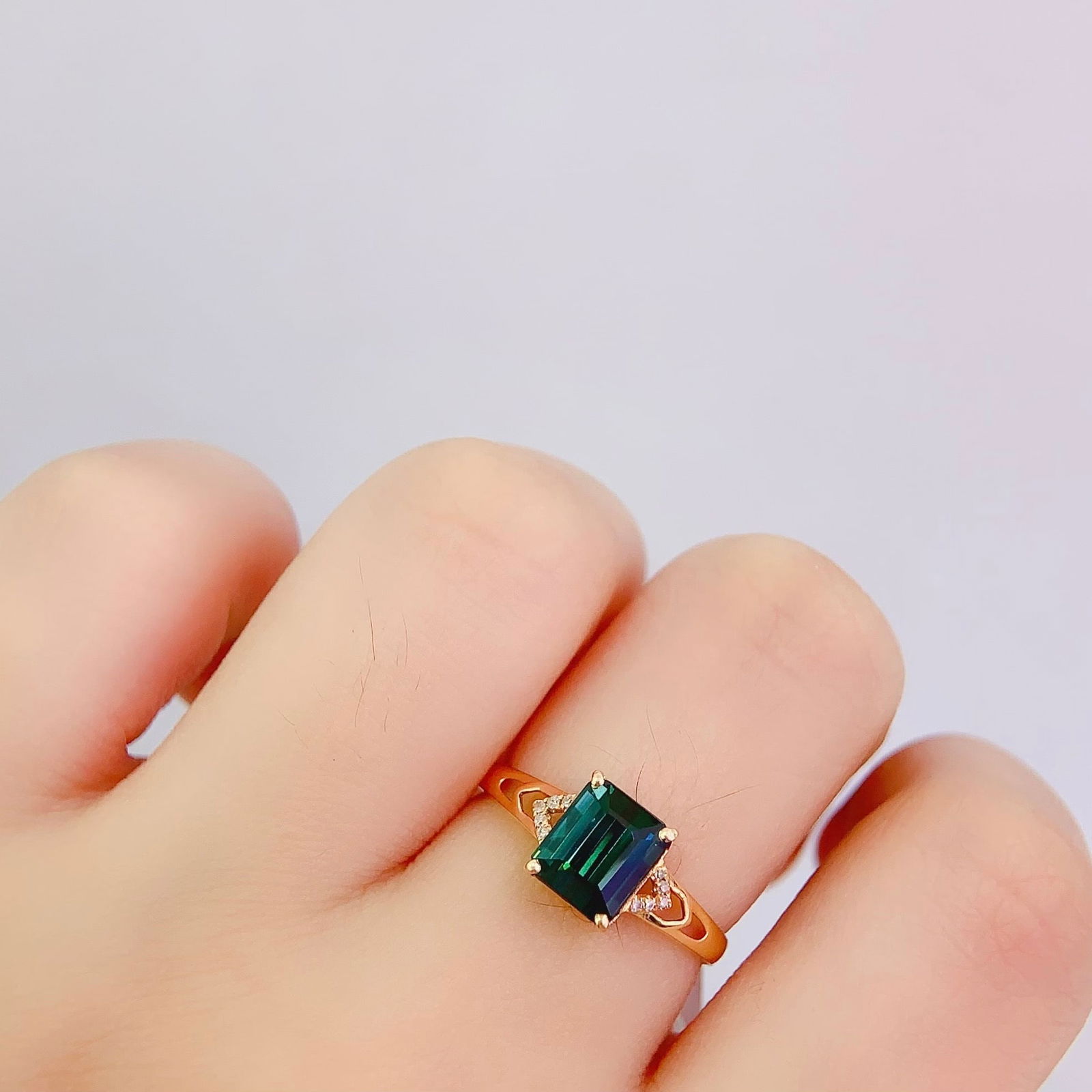 14k Gold 2.2 Ct Natural Tourmaline & Diamond Ring - 6