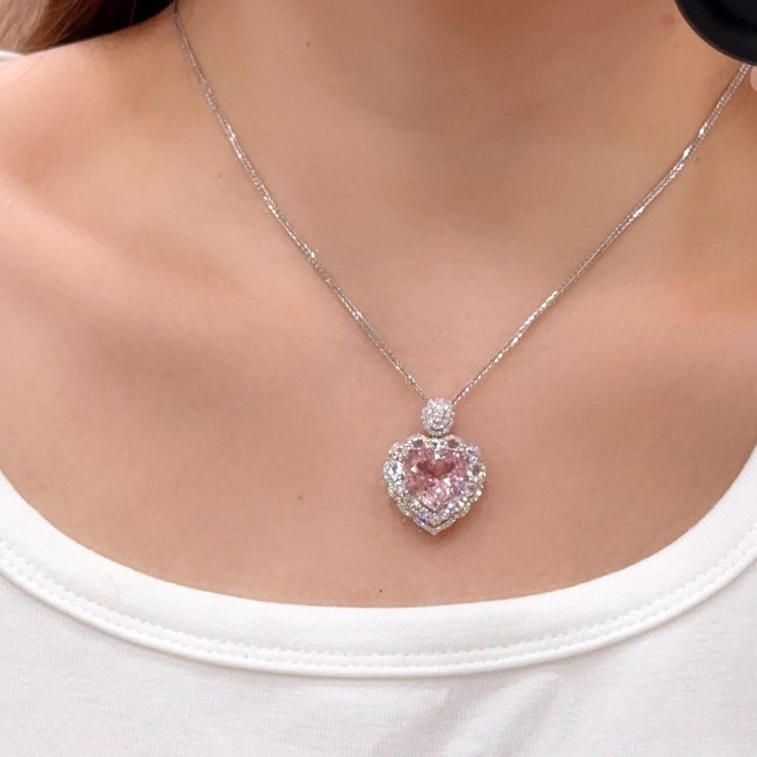 14k Gold 7.91 Ctw Natural Morganite & Sapphire Pendant( Without Chain ) - 6