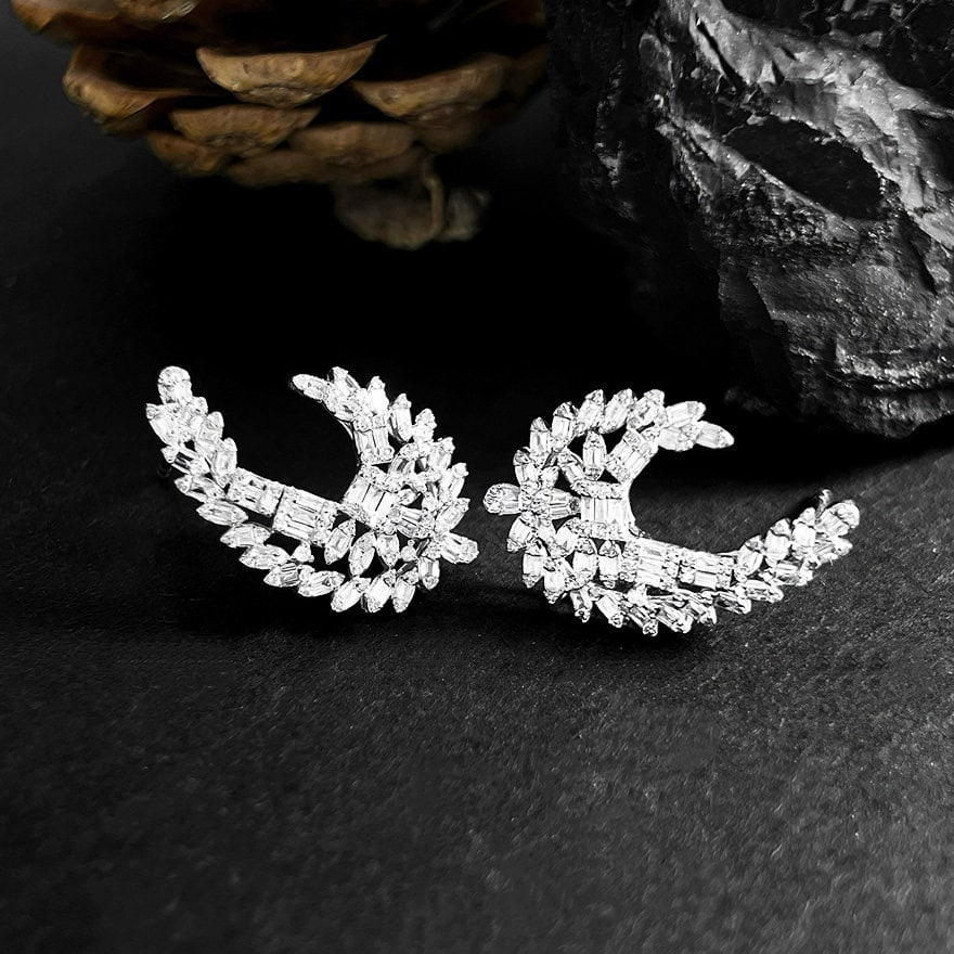 14k Gold 0.9 Ct Natural H Diamond Earrings - 2