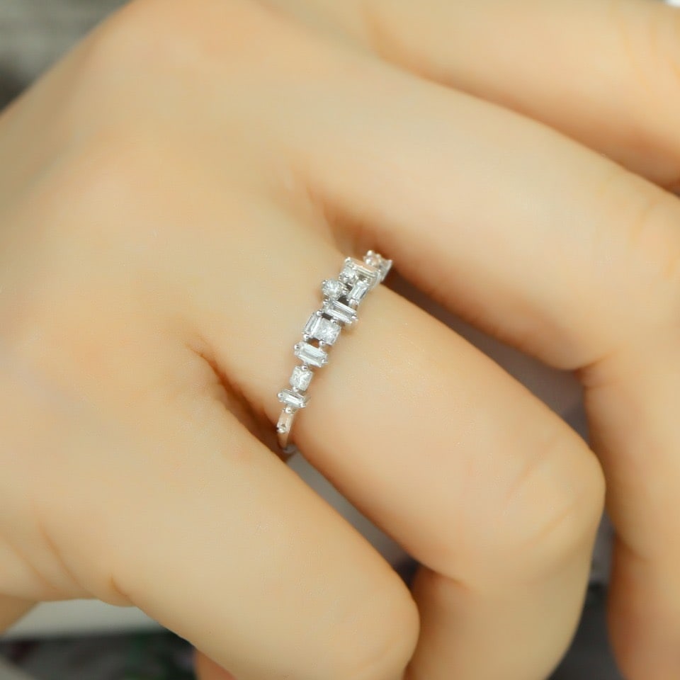 14k Gold 0.40 Ct Natural H Diamond Ring - 6