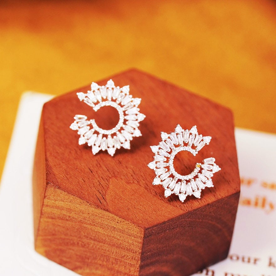 14k Gold 0.9 Ct Natural H Diamond Earrings - 2